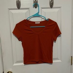 Burnt Orange Ribbed Tee